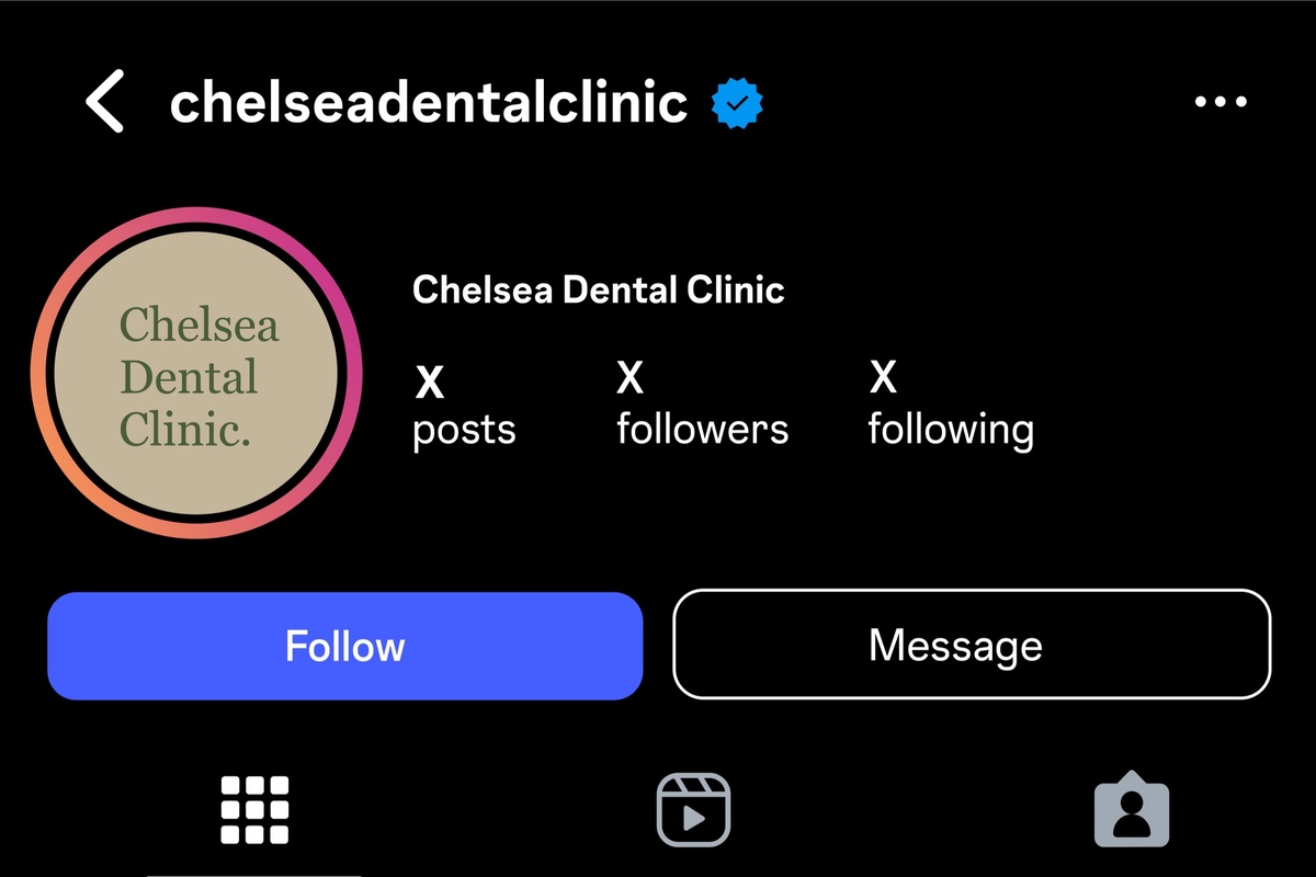 Das Titelmotiv zur Chelsea Dental Clinic mit dem Instagram-Auftritt der Zahnarztpraxis in London