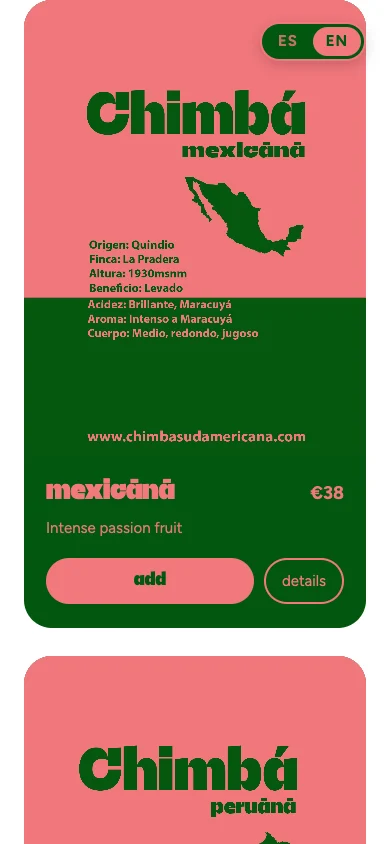 Der Shop von Chimbá auf dem Smartphone mit Karten in voller Breite