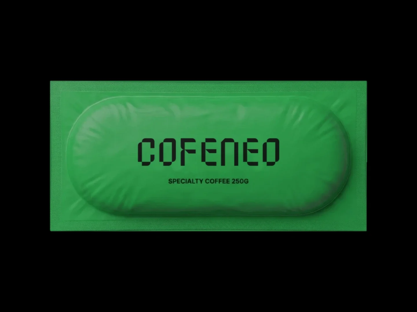 Der grüne Vakuumbeutel von COFENEO für The One, die kleine Charge aus dem Spiel