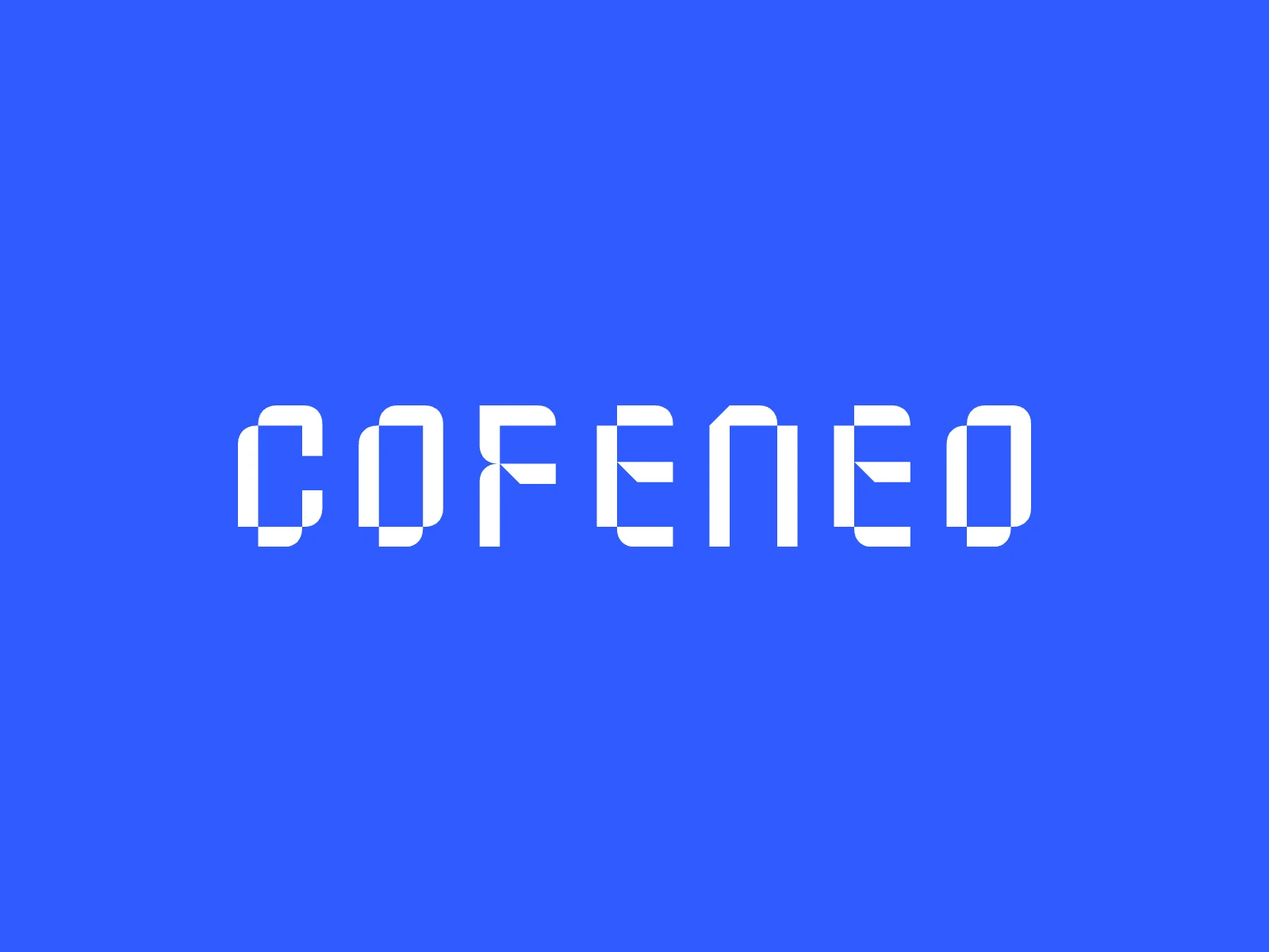 Die Wortmarke von COFENEO in Weiß auf dem Blau des Beutels für den runderen Espresso