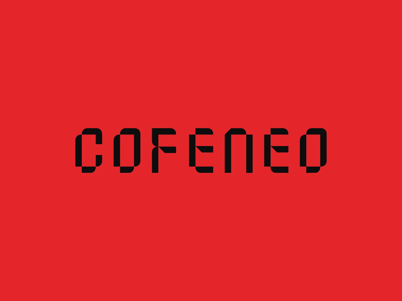 Die Wortmarke von COFENEO in Schwarz auf dem Rot des Beutels für die helle Röstung