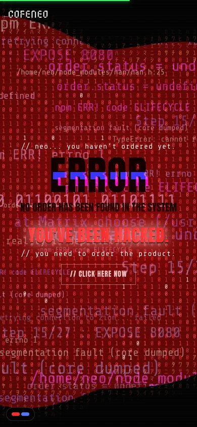 Der Fehler-Virus, der auf dem Smartphone den Bildschirm der Website von COFENEO füllt