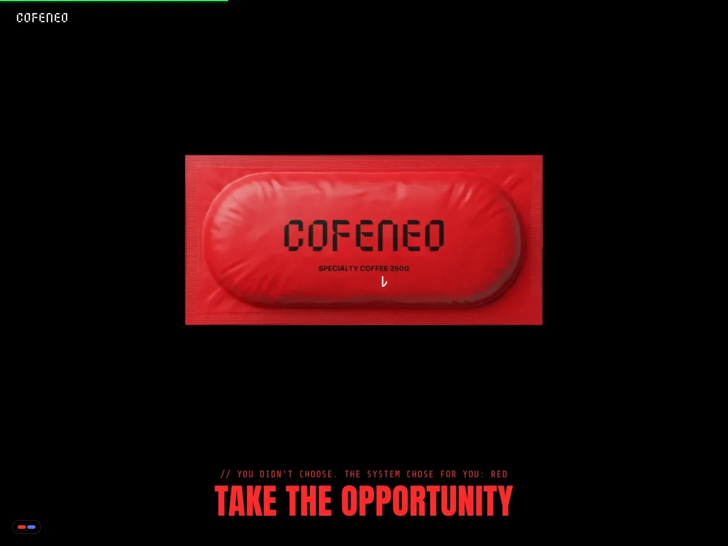 Der Abschnitt der Website von COFENEO, in dem die gewählte Pille zum eigenen Beutel wird