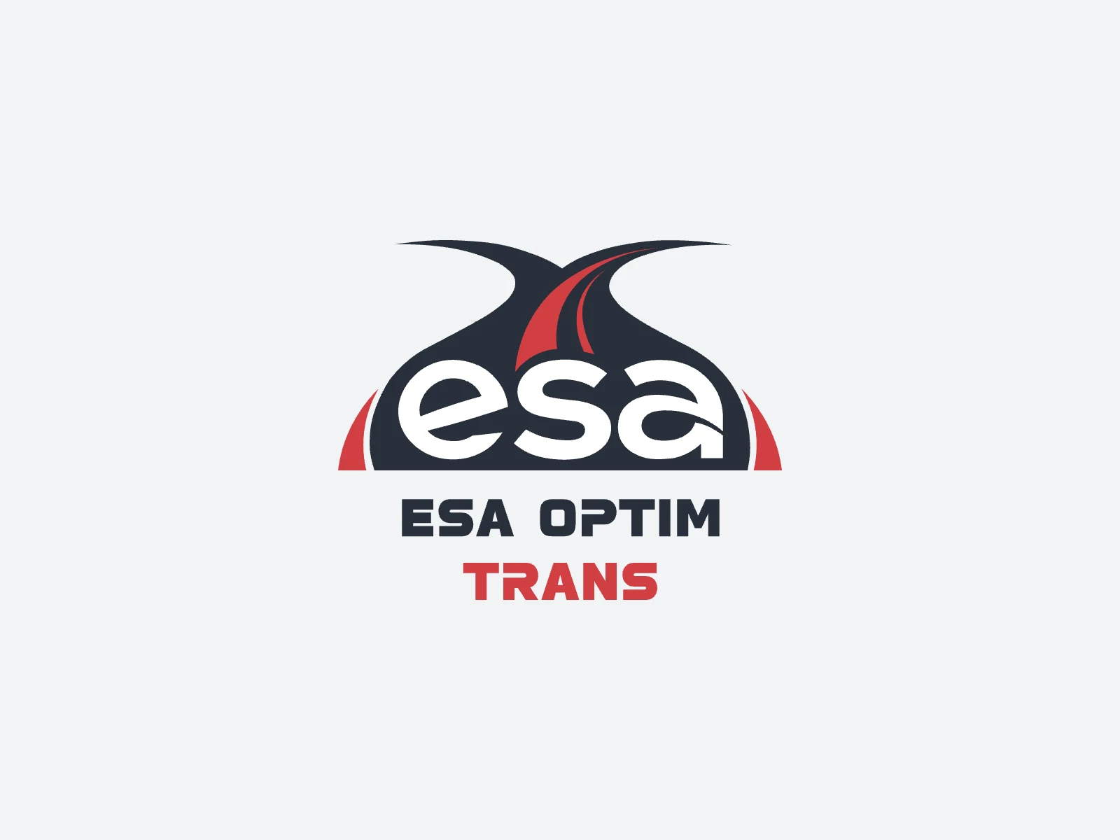 Das Logo von ESA Optim Trans in Rot und Graphit auf hellem Grund