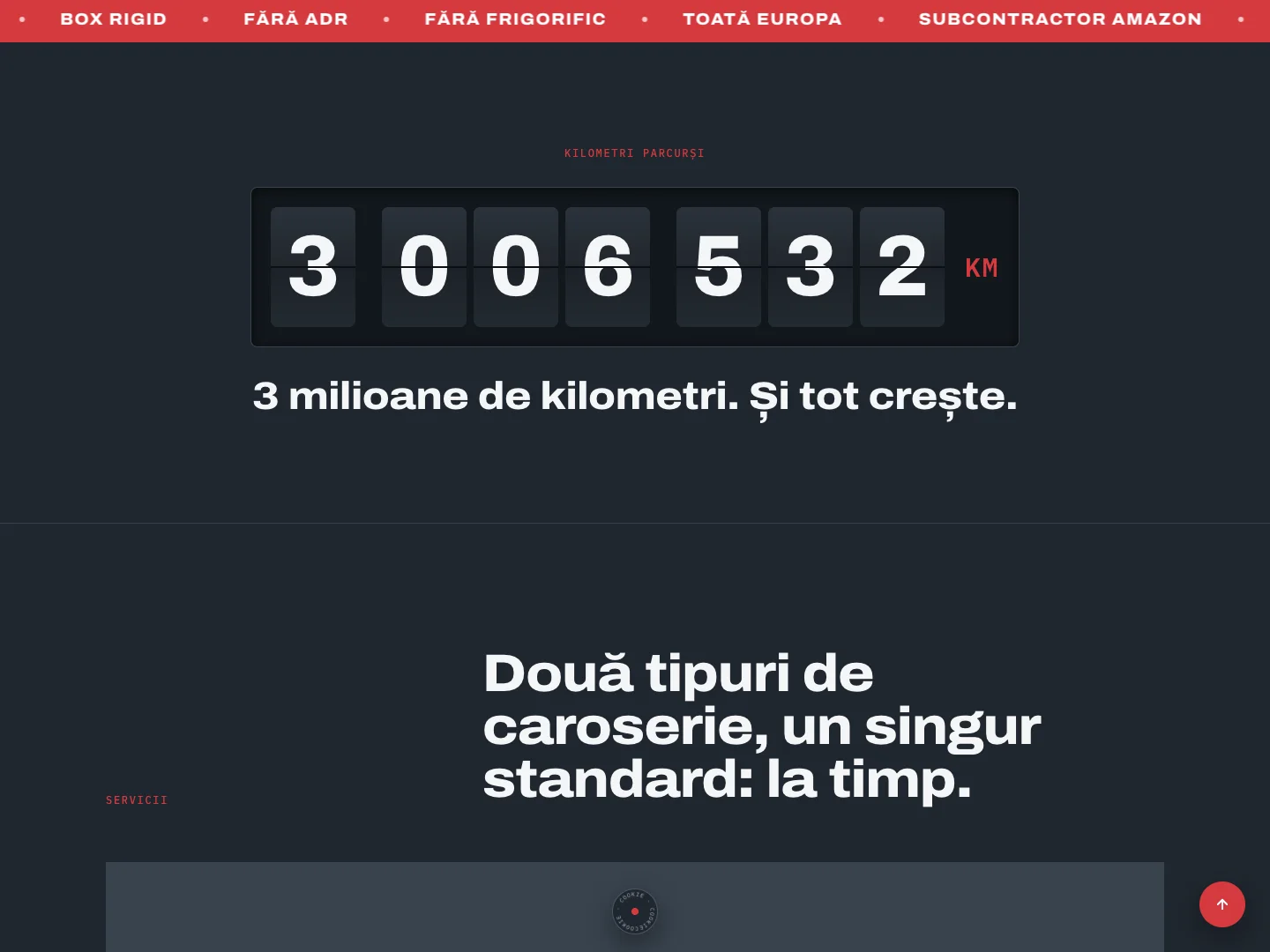 Der Kilometerzähler auf der Website von ESA Optim Trans, der über drei Millionen Kilometer rollt