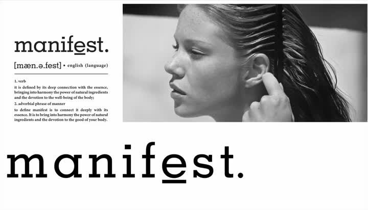 Das Titelmotiv zu Manifest in Elektroblau, Schwarz und Weiß mit der Körperpflegeserie