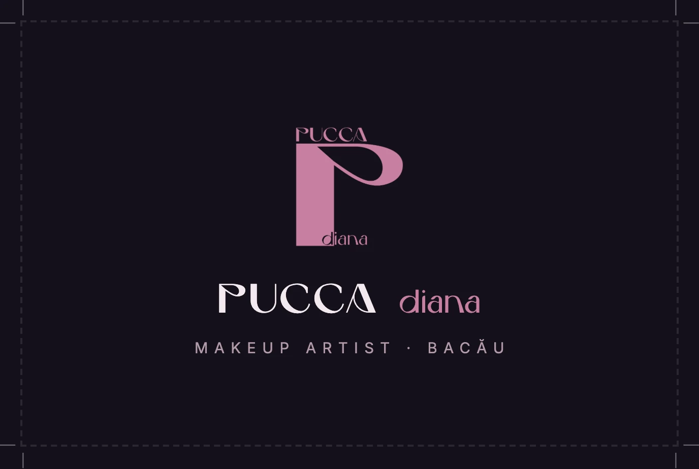 Die Vorderseite der Visitenkarte von Pucca Diana, druckfertig angelegt