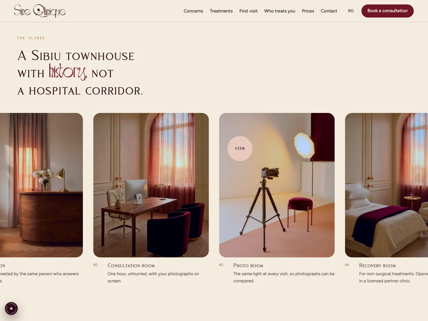 Der Rundgang durch die Klinik auf der Startseite der Website von Sine Qlinique